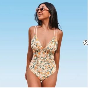 Cupshe Floral One Piece Swimsuit - Orange and Green